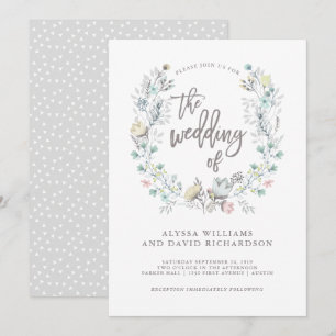 Watercolor Floral Botanical Wreath Wedding Invitation
