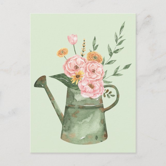 Watercolor floral bouquet art postcard (Front)