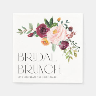 Watercolor Floral Bouquet Autumn Bridal Brunch Napkin