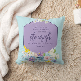 Watercolor Floral Bouquet Bible Verse Double Sided Cushion