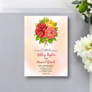 Watercolor Floral Bouquet Blush Pink Wedding  Acrylic Invitations