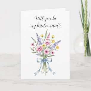 Watercolor Floral Bouquet Bridesmaids proposal Card