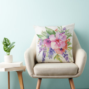 Watercolor Floral Bouquet Cushion