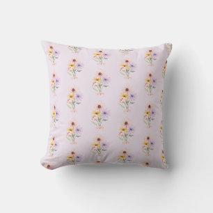 Watercolor floral bouquet girly preppy cushion