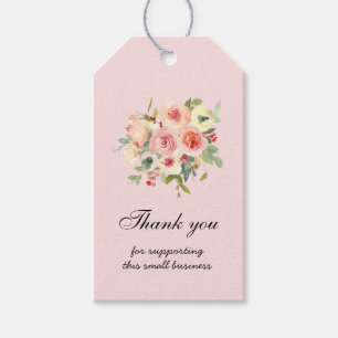 Watercolor floral bouquet in pink Thank you  Gift Tags