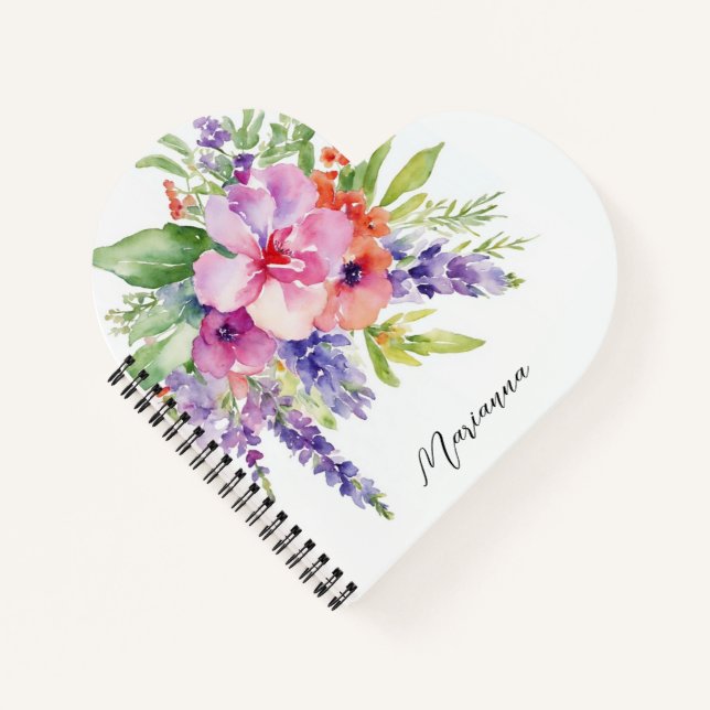 Watercolor Floral Bouquet  Notebook (Front)