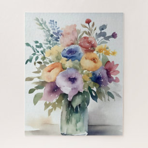 Watercolor Floral Bouquet Painting Jigsaw Puzzle