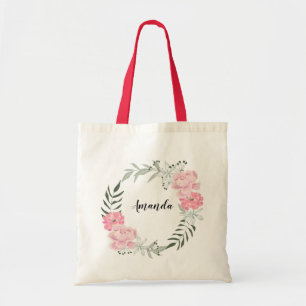 Watercolor floral bouquet ,personalised tote bag