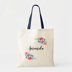 Watercolor floral bouquet ,personalised tote bag