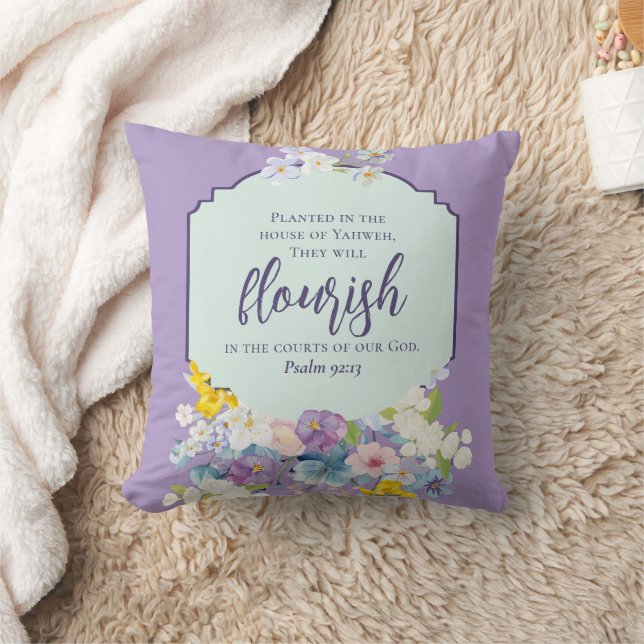 Watercolor Floral Bouquet Scripture Double Sided Cushion (Blanket)