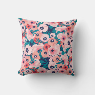 Watercolor Floral Bouquet: Vintage Peonies. Cushion