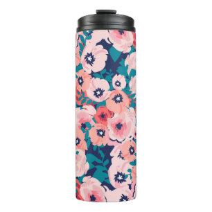 Watercolor Floral Bouquet: Vintage Peonies. Thermal Tumbler