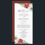 Watercolor Floral Bouquet Winter Wedding Ceremony Programme<br><div class="desc">Share details of your wedding with these customisable winter wedding programs. It features watercolor floral bouquets of red poinsettias,  holly,  paperwhites,  white roses and greenery accents. These Christmas floral wedding programs are perfect for winter weddings and holiday weddings. Personalise by adding names,  date and other event details.</div>