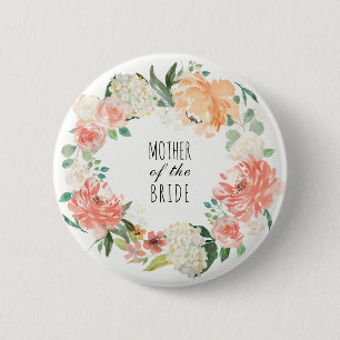 Watercolor Floral Bridal Party 6 Cm Round Badge