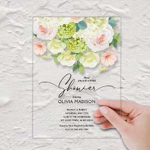 Watercolor Floral Bridal Shower Acrylic Invitations
