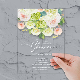 Watercolor Floral Bridal Shower Acrylic Invitations