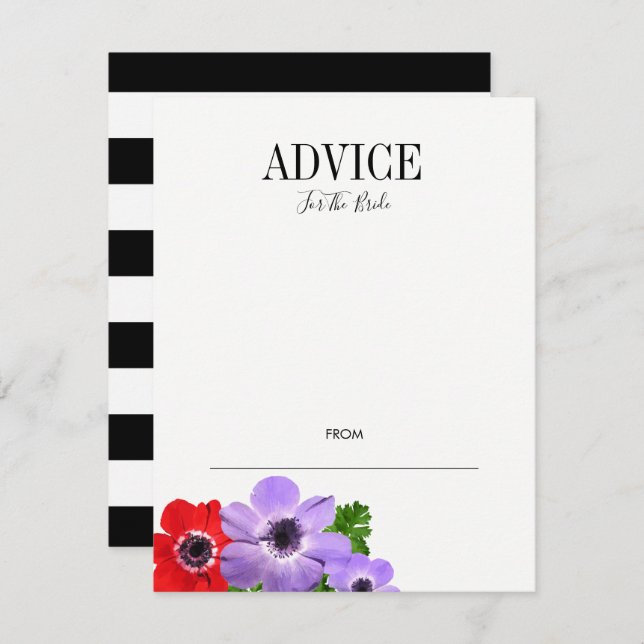 Watercolor Floral Bridal Shower Advice Card (Front/Back)