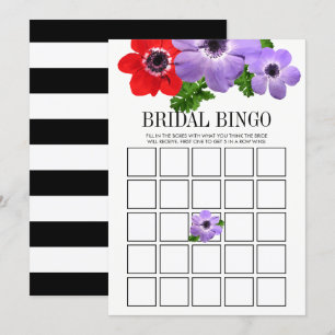 Watercolor Floral Bridal Shower Bingo Game Card