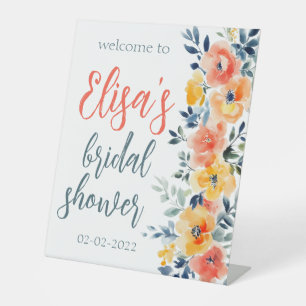 Watercolor Floral Bridal Shower CUSTOM  Pedestal Sign