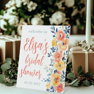 Watercolor Floral Bridal Shower CUSTOM  Pedestal Sign