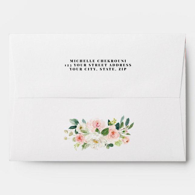 Watercolor Floral Bridal Shower Envelope  (Back (Top Flap))