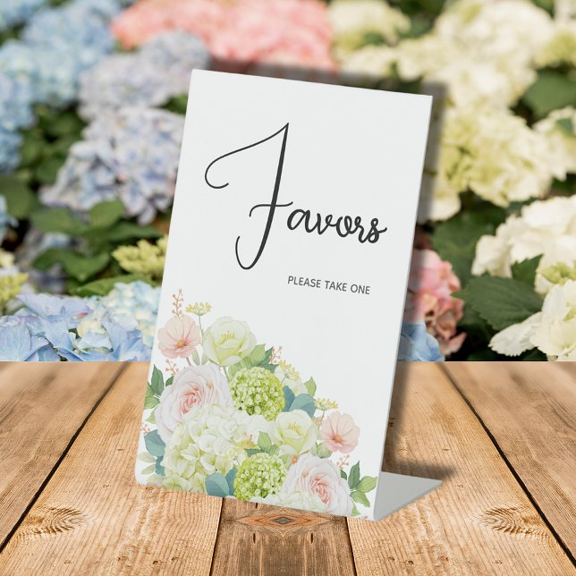 Watercolor Floral Bridal Shower Favours Pedestal Sign (Bridal Shower Favors Pedestal Sign with  Watercolor Florals)