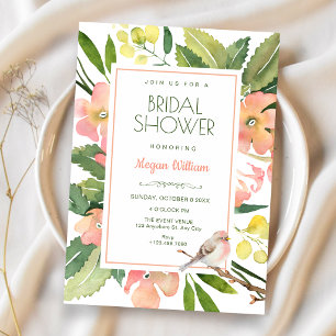 Watercolor floral bridal shower invitation