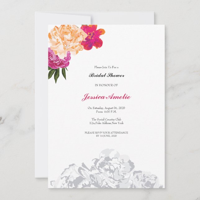 Watercolor Floral Bridal Shower Invitaton Card (Front)