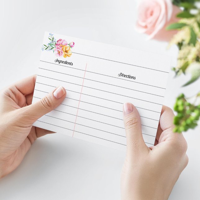 Watercolor Floral Bridal Shower Large Recipe Card (Creator Uploaded)