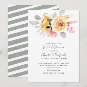 Watercolor Floral Bridal Shower Modern Invitation