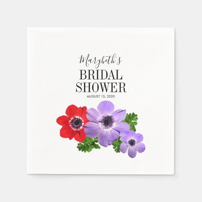 Watercolor Floral Bridal Shower Paper Napkin (Front)