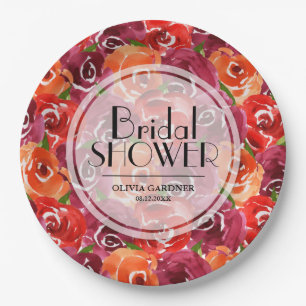 Watercolor Floral Bridal Shower Paper Plate