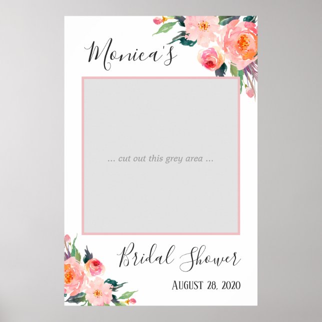 Watercolor Floral Bridal Shower Photo Prop Poster (Front)