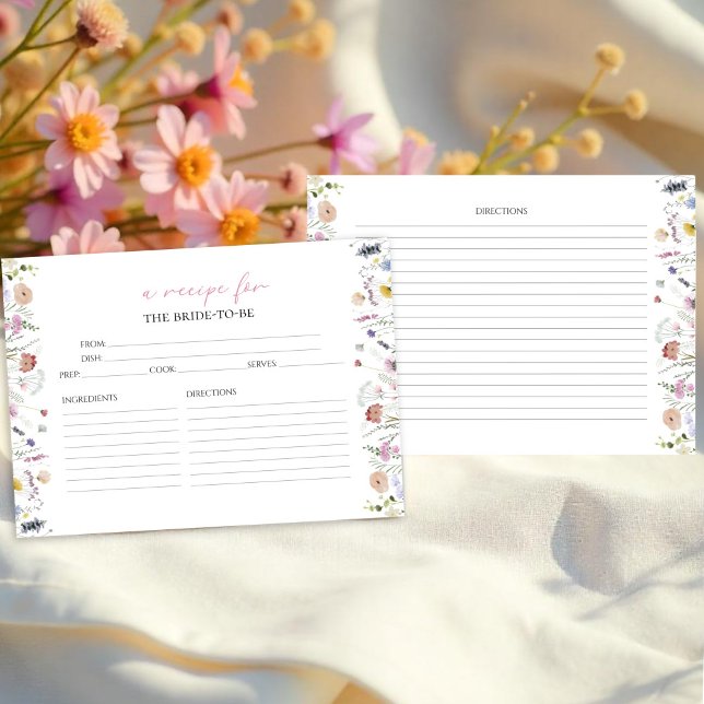Watercolor Floral Bridal Shower Recipe Cards (Creator Uploaded)