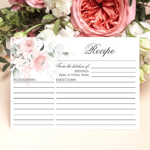 Watercolor Floral Bridal Shower RECIPE Enclosure  Card