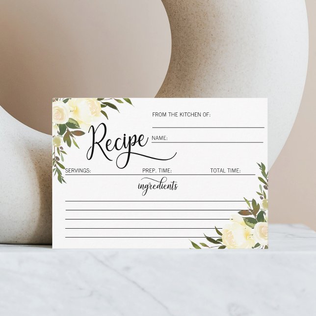 Watercolor Floral Bridal Shower RECIPE Enclosure Card (Creator Uploaded)