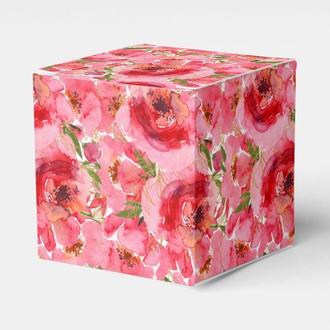 Watercolor Floral Bridal Shower Square  Favour Box (Front Side)