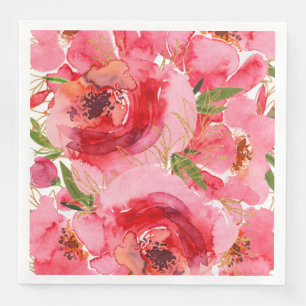 Watercolor Floral Bridal Shower Square  Napkin