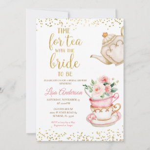 Watercolor Floral Bridal Shower Tea Party  Invitation