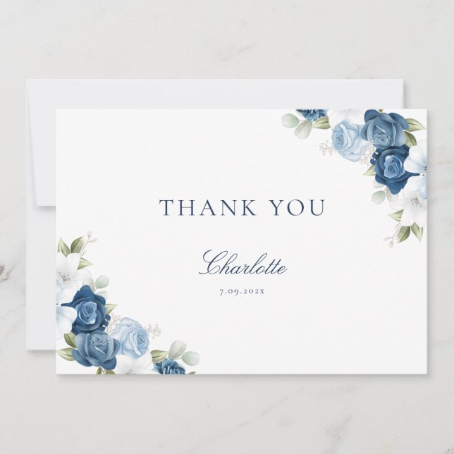 Watercolor Floral Bridal Shower Thank You Card (Front)