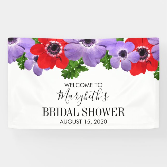 Watercolor Floral Bridal Shower Welcome Banner (Horizontal)