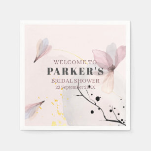 Watercolor Floral Bridal Shower Welcome Napkin