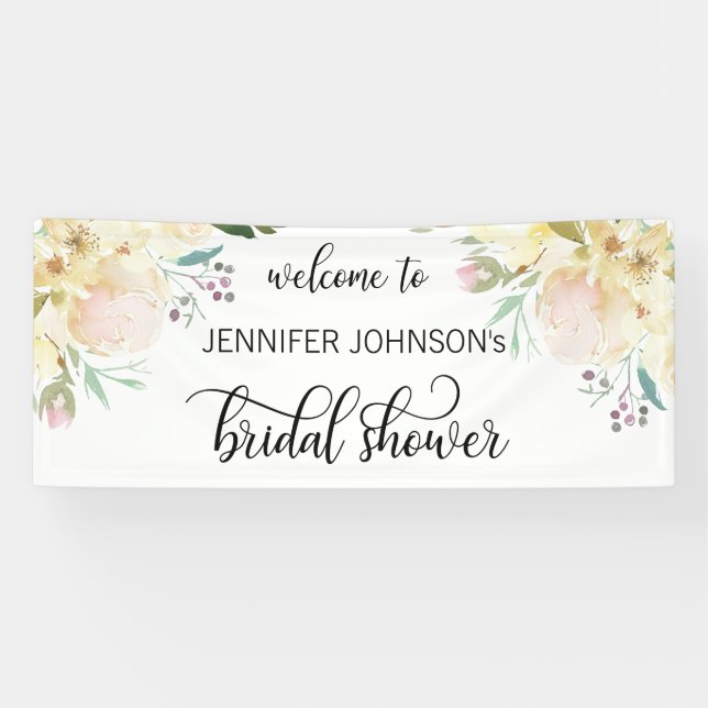 Watercolor Floral Bridal Shower WELCOME SIGN (Horizontal)