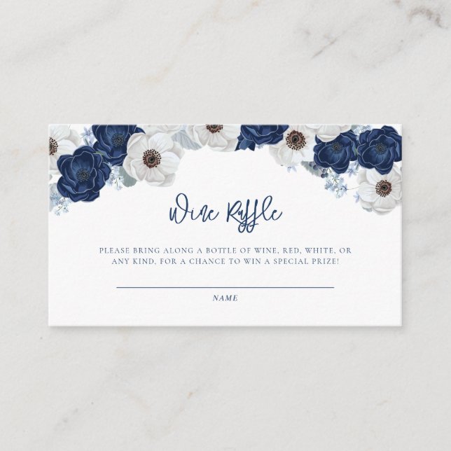 Watercolor Floral Bridal Shower Wine Raffle Enclosure Card (Front)