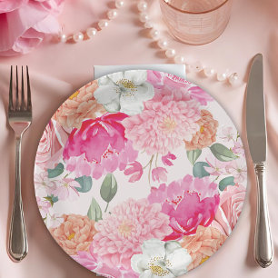 Watercolor Floral Bride In Bloom Bridal Shower Paper Plate