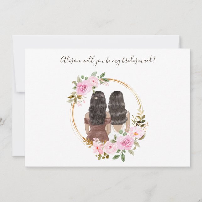 Watercolor Floral Bridesmaid Proposal Card (Front)