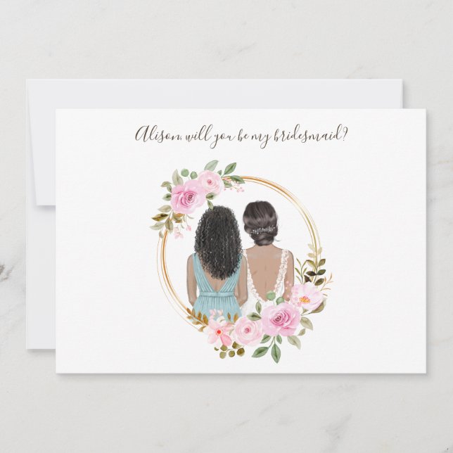 Watercolor Floral Bridesmaid Proposal Card (Front)