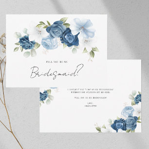 Watercolor Floral Bridesmaid Proposal Card