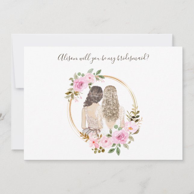 Watercolor Floral Bridesmaid Proposal Card (Front)