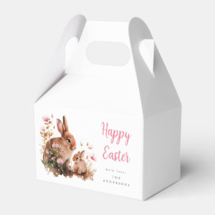 Watercolor Floral Bunny Easter Favour Box